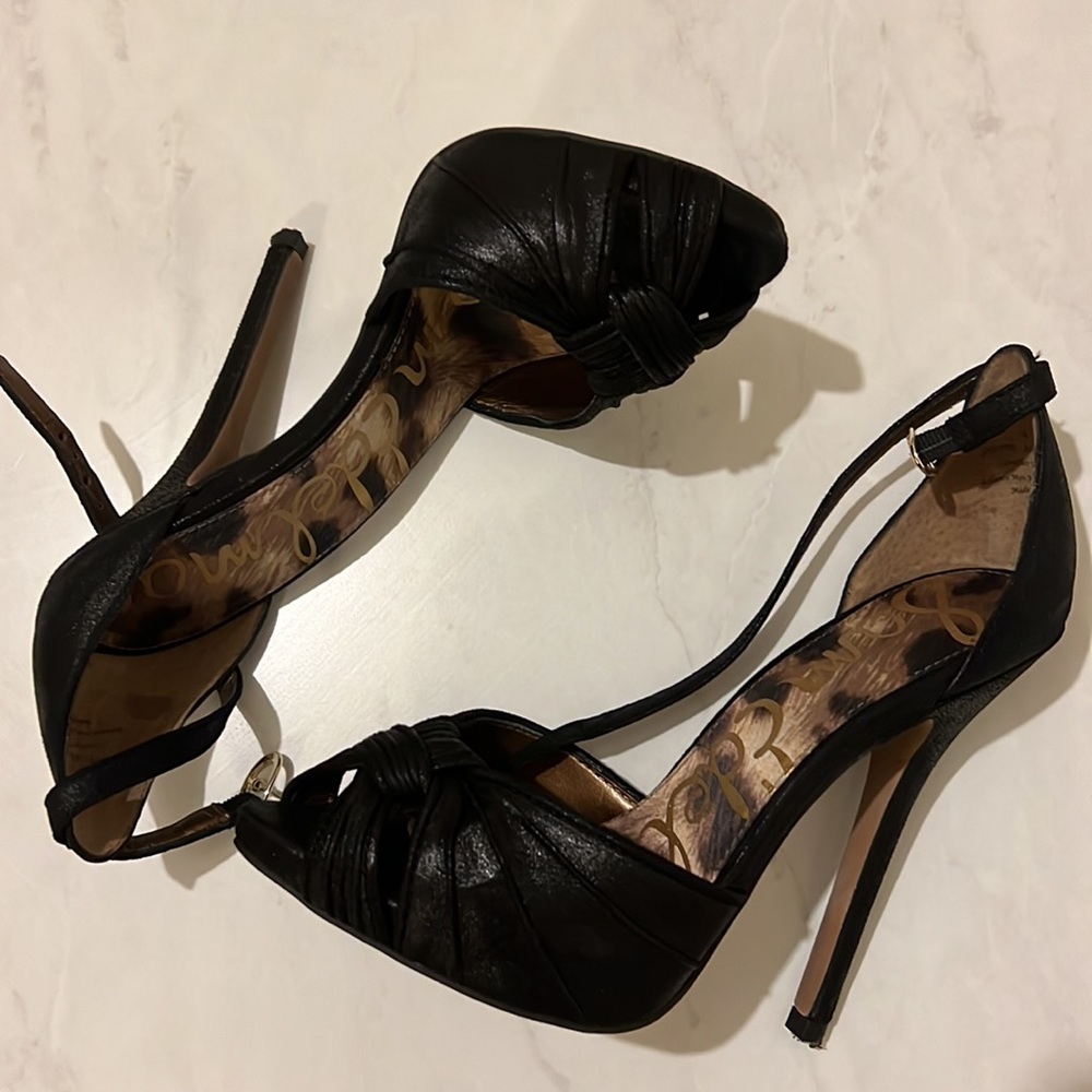 Sam Edelman Sylvie Black Leather Heels